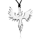 PHOENIX Bird Firebird Silver Tone PEWTER PENDANT Necklace