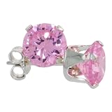 1.0 Carat Size Brilliant Cut PINK Cubic Zirconia Stud Earrings