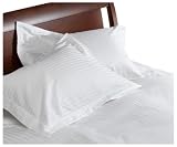 Divatex 260-Thread-Count 100% Cotton Stripe Full/Queen Duvet with Bonus Standard Shams, White