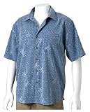 Quiksilver Edition Mens Hula Madness Short Sleeve Button Down Pigment Washed Jacquard Shirt with Palm and Hula Girl Icons