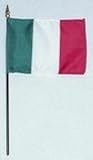 Italy Flag Rayon On Staff 4 in. x 6 in.