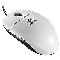 Lautsprecher: Logitech Optical Wheel Mouse S96 weiss OEM Maus optisch PS/2 3 Tasten + Tastenrad grau