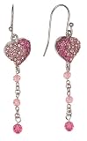 Sterling Silver and Crystal Heart Dangle Earrings by Paris Hilton
