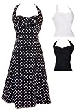 50's Rockabilly Black & White Polkadot Halter Dress Sundress