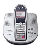 T-Com Sinus 722A Komfort schnurloses ISDN-Telefon mit Anrufbeantworter aquablau, silber