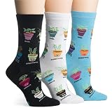 Hot Sox Womens Potted Herbs and PlantsTrouser Sock, Multi, 3-Pack