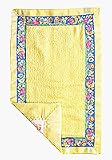 Yellow Cuddle Bug Security Blanket - Multi-textured, double layered security blanket for babies and toddlers. 14 in x 22 in. 100% Cotton Terry cloth, 100% Cotton Flannel with 100% Polyester Satin trim and ribbon. Made in USA.