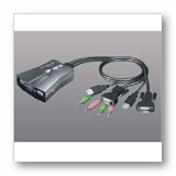Tripp Lite 2-Port All-in-One USB KVM Switch w/Audio and Built-In Cables ( B034-002-R )