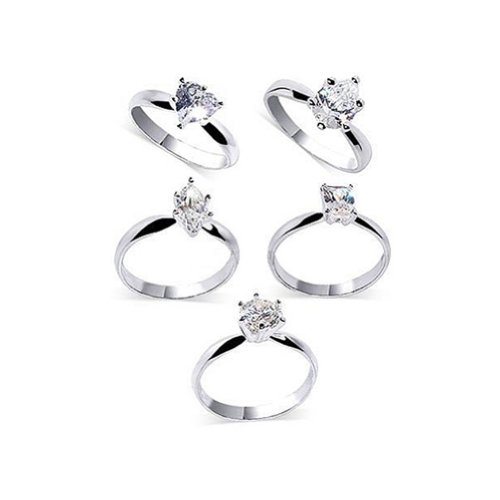 5 piece Collection of Simulated Diamond cz Sterling Silver Ladies Rings (Sizes 5,6,7,8,9) #bdcz5r