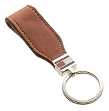 Tommy Hilfiger Mens Keyfob Double Header Enamel Logo, Tan