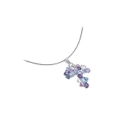 Jewelry : New Sterling Silver 1 MM Omega Chain with Genuine Austrian Swarovski Crystal Purple Necklace - ThingsYourSoul.com :  necklace austrian precious silver