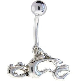 ORANGE COUNTY CHOPPERS White Motorcycle Logo Belly Ring
