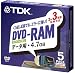 TDK DVD-RAM�f�[�^�p 2~3�{���Ή��m���J�[�g���b�W4.7GB�S�[���h�f�B�X�N 5mm���P�[�X����5���p�b�N [DVD-RAM47X5K]