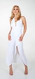 Empress White - Long Hltr Dress w/ Drpd Hem