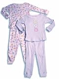 Fruit of the Loom - Infant Baby Girls 2 Pair of Pajamas, White/Yellow/Pink/Blue