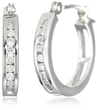 14k White Gold, Round, Diamond Hoop Earrings (1/8 cttw, J Color, I2 Clarity)
