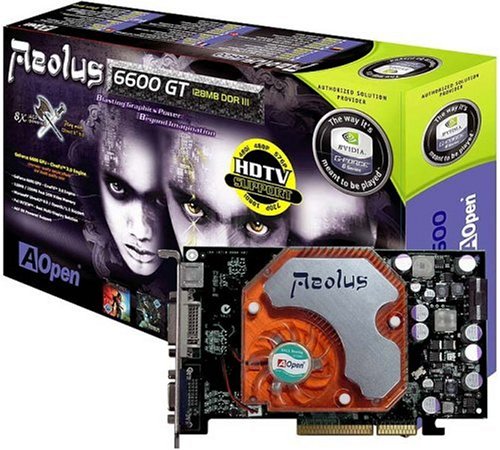Elektronik und Foto: Aopen Aeolus 6600 GT Grafikkarte DV128 128MB GDDR Ram AGP8x DVI HDTV 128Bit 500MHz 2.0ns Games: Arx-Fatalis, SpellForce, 5in1 Games