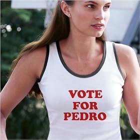 Vote For Pedro - Ladies Cotton Ringer Tank Top (XL only) by Badger