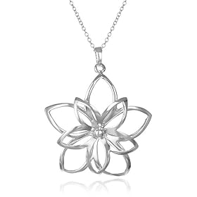 Sterling Silver Open Double Flower Pendant from amazon.com