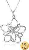 Sterling Silver Open Double Flower Pendant, 16