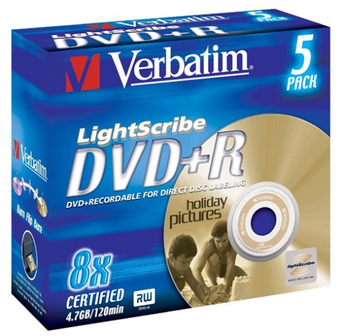 Verst&auml;rker und Receiver: Verbatim DVD+R 4,7GB 8x Speed Light Scribe 5er Pack JC DVD-Rohlinge