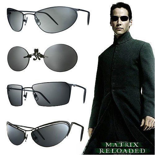 The Matrix Sunglasses from Blinde Design - Morpheus, Neo, Trinity, Niobe, Agent Smith, Agent and Twins.