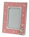 Enamel Picture Frame With Swarovski Crystal Bear - Pink