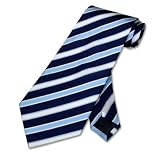 Neck Tie Navy/Baby Blue/White Diagonal Stripes necktie
