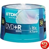 TDK 16X DVD+R 50 Pack Spindle