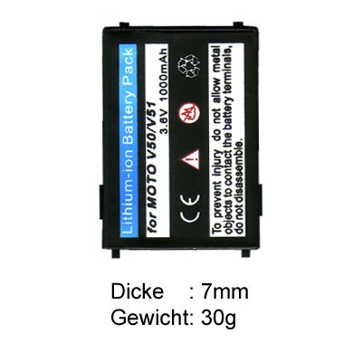 Slim-Akku 3,6V 600 mAh Li-Ion für Motorola v36xx/ L70/ P73/ v50
