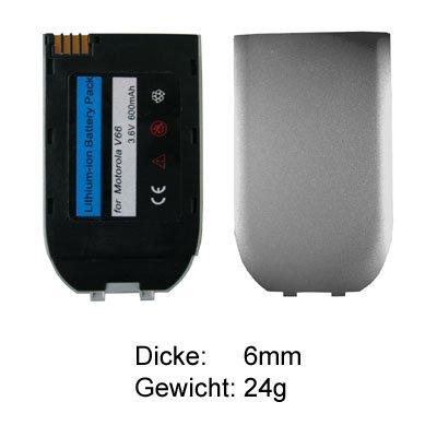 Festplatten: Slim-Akku 3,6V 600 mAh Li-Ion f�r Motorola v66/ v66i silber