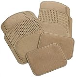 Rubber Queen 70513 Rubber Bordered Carpeted 4 Piece Floor Mats - Beige