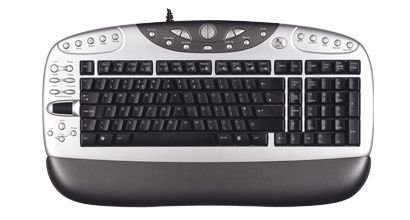 Elektronik und Foto: A-Four Tech KBS-26 Tastatur USB 105 Tasten MS W95 D Silber