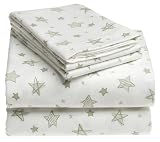Novelty Stars 100% Cotton Luxury Flannel Twin Extra Long Sheet Set, Lotus
