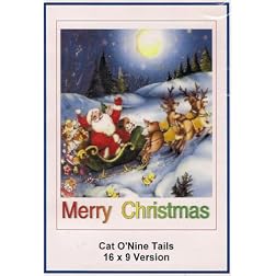 Cat O'Nine Tails 16x9 Widescreen TV: Greeting Card: Merry Christmas