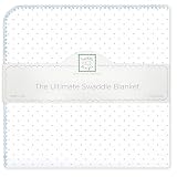 SwaddleDesigns Ultimate Receiving Blanket - Polka Dots - Pastel Blue