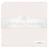 SwaddleDesigns Organic Ultimate Receiving Blanket  - Natural with Pastel Pink Trim