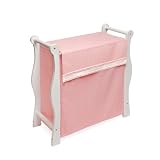 Badger Basket White Wood Sleigh Style Hamper - Pink Waffle