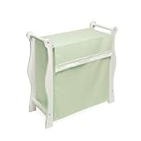 Badger Basket White Wood Sleigh Style Hamper - Sage Waffle