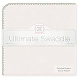 SwaddleDesigns Organic Ultimate Receiving Blanket - Natural with Sage Trim