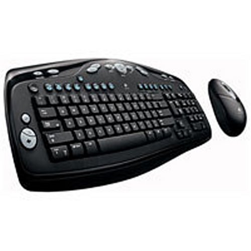 Lautsprecher: Logitech Cordless Desktop LX 300 Tastatur schnurlos 103 Tasten MS W98 I + Cordless Pilot Optical Schwarz