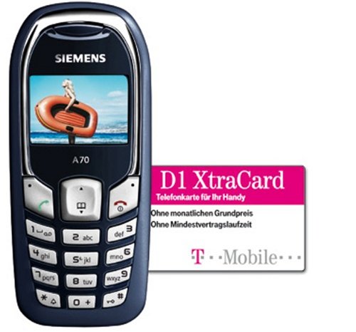 Festplatten: Siemens A70 Xtra Pack Prepaid Handy in silber oder blau mit 10,- Euro Startguthaben (SIM-Lock)