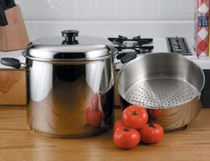 24qt Precise Heat Waterless Stock Pot with deep steamer basket KTSP24