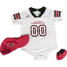 Arizona Cardinals Creeper Jersey w Hat and Socks Set by Reebok
