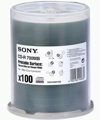 Festplatten: Sony 100 CDQ 80 SPD-TP CD-R-Thermo-Printable 700 MB 80 min 100er Pack