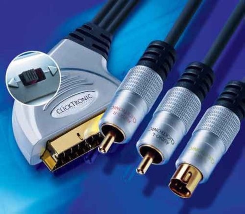 Camcorder: Clicktronic Scart-Stecker mit Schalter (in/out) > 1 x S-VHS-Stecker 2 x Cinch-Stecker - 3m