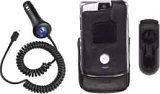Motorola V3 Razr OEM VLV31 Half/Full Leather case and Motorola OEM VC700 Car Charger