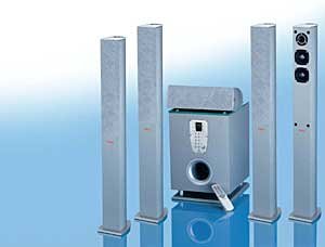 Elektronik und Foto: AEG SLS 4700 Surround-Lautsprecher System silber
