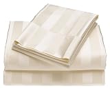 High Country Linens Striped 400-Thread-Count Cotton/Silk Queen Sheet Set, Natural