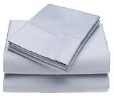 High Country Linens Solid 300-Thread-Count Cotton Sateen Queen Sheet Set, Periwinkle